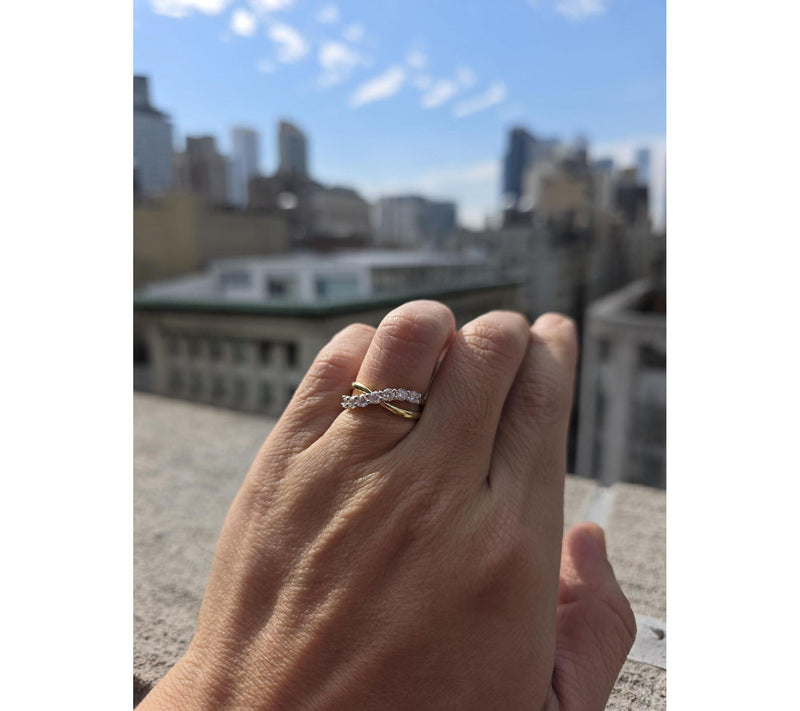 Fire Light Lab Grown Diamond Crossover Ring, 14K Gold Plated — View 2
