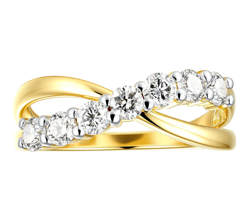 Fire Light Lab Grown Diamond Crossover Ring, 14K Gold Plated — View 3