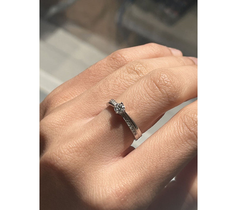 Fire Light Grown Diamond Solitaire Band Ring, Sterling Silver — View 2