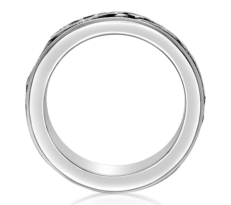 LYNX Men's Stainless Steel Baroque Inspired Scroll Band Ring — View 4
