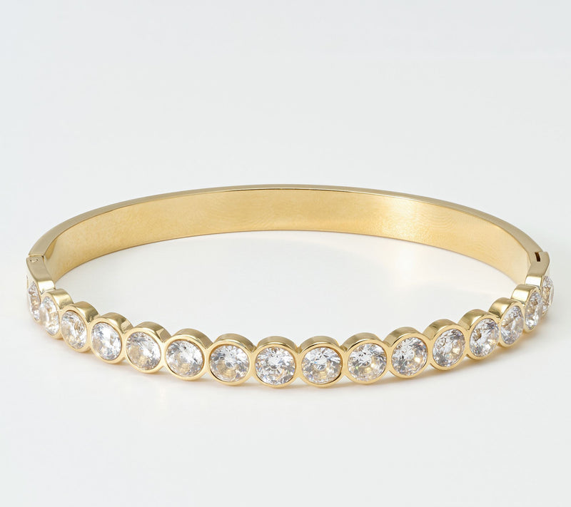 Steel by Diamonique Bezel Set Bangle — View 2
