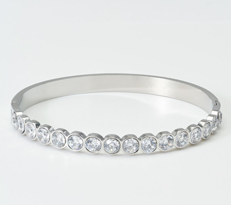 Steel by Diamonique Bezel Set Bangle — View 7