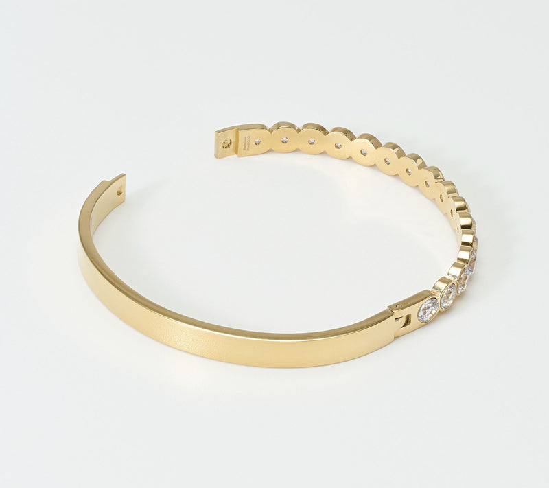 Steel by Diamonique Bezel Set Bangle — View 3
