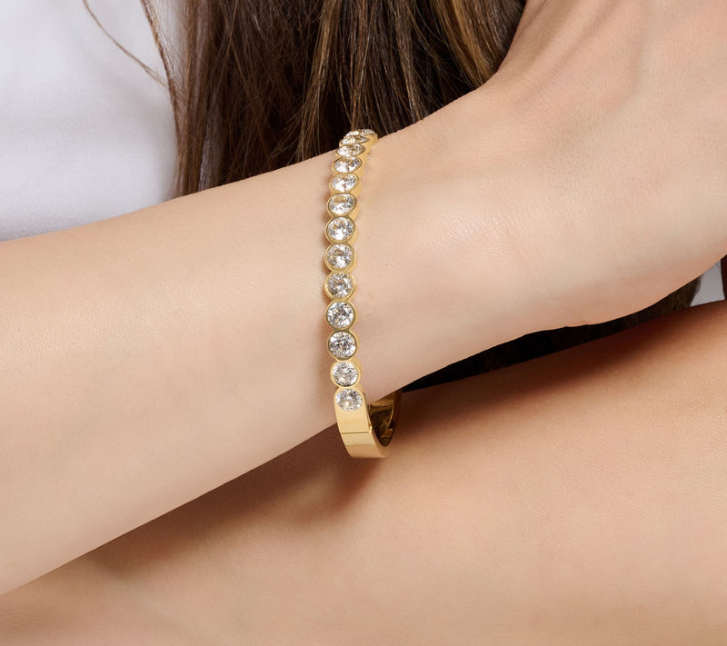 Steel by Diamonique Bezel Set Bangle — View 4