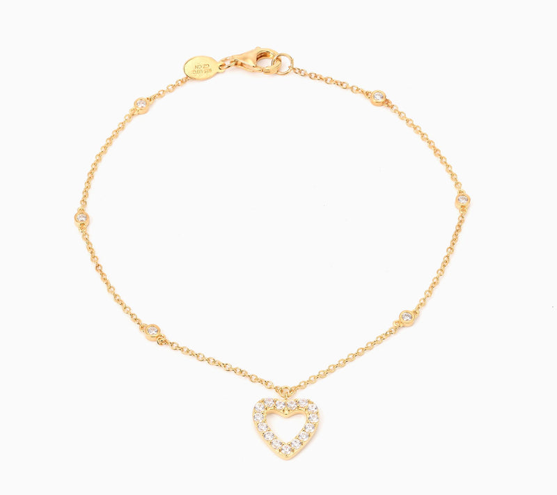 Diamonique x Kathy Levine Summer Fling Heart Charm Anklet, Sterl — Main view