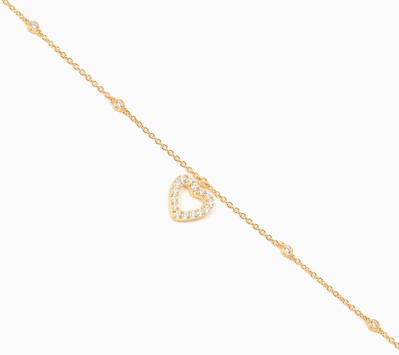 Diamonique x Kathy Levine Summer Fling Heart Charm Anklet, Sterl — View 2
