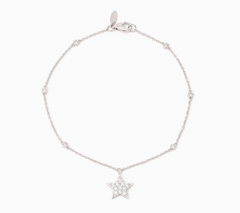 Diamonique x Kathy Levine Summer Fling Star Charm Anklet, Sterl — View 6