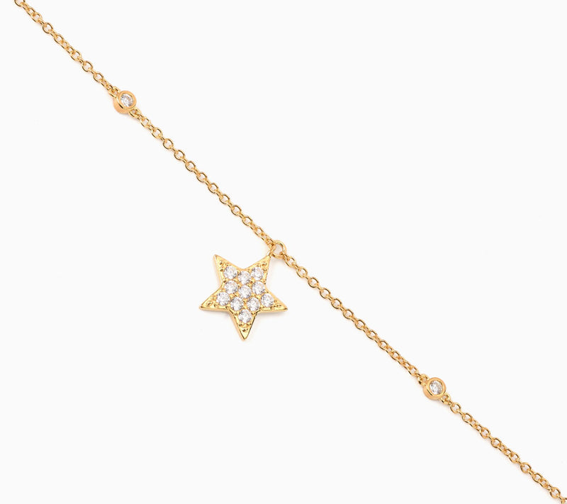 Diamonique x Kathy Levine Summer Fling Star Charm Anklet, Sterl — View 2