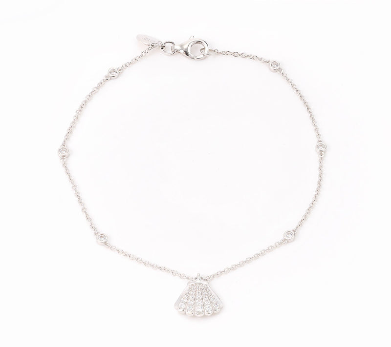 Diamonique x Kathy Levine Summer Fling Seashell Charm Anklet, Sterl — View 6
