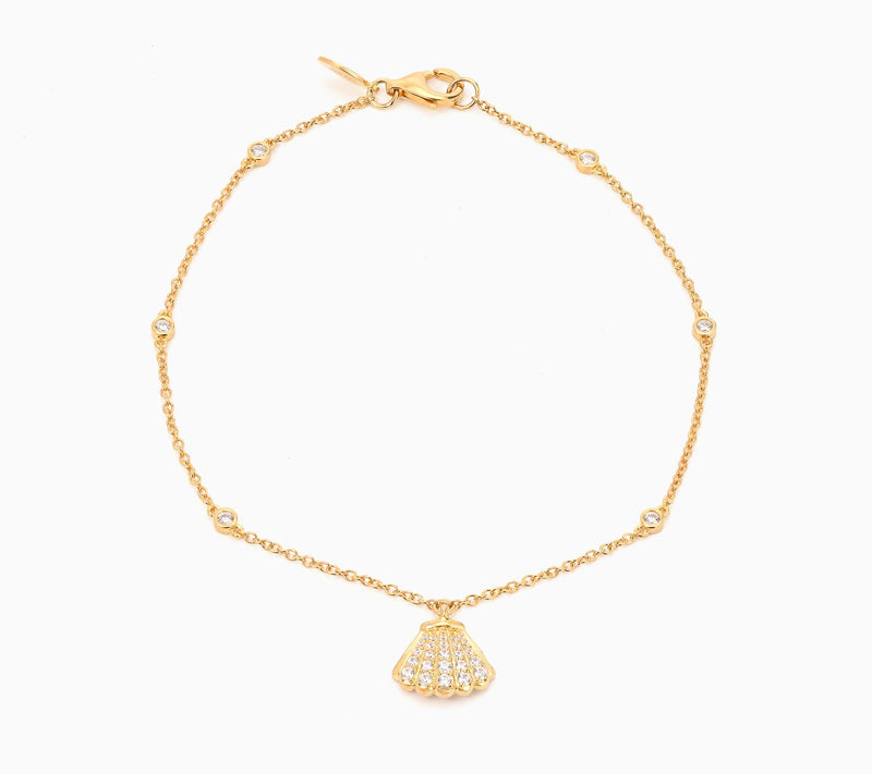 Diamonique x Kathy Levine Summer Fling Seashell Charm Anklet, Sterl — View 7