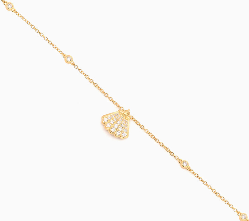 Diamonique x Kathy Levine Summer Fling Seashell Charm Anklet, Sterl — View 2