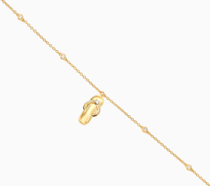 Diamonique x Kathy Levine Summer Fling Flip-Flop Charm Anklet, Sterl — View 3