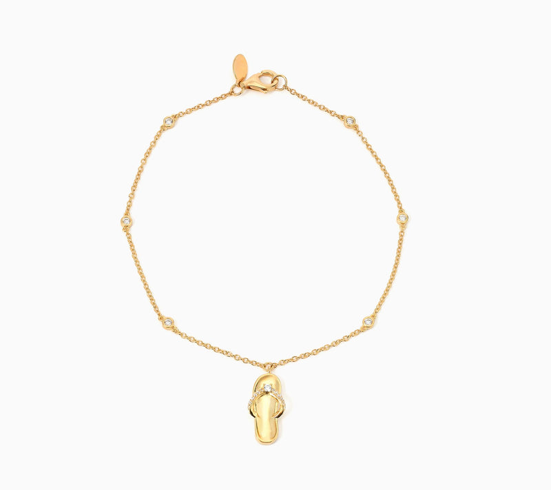 Diamonique x Kathy Levine Summer Fling Flip-Flop Charm Anklet, Sterl — View 7