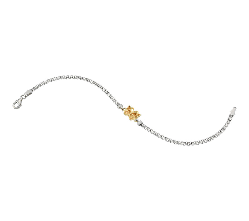 Silver Style Two-Tone Butterfly Bismark Bracelet, Sterling — View 2