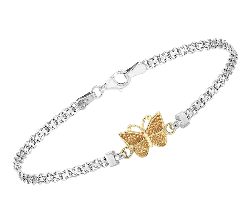 Silver Style Two-Tone Butterfly Bismark Bracelet, Sterling — Main view