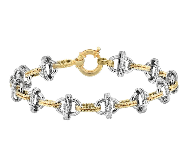 Silver Style Two-Tone Mariner Link Bracelet, Sterling Silver — Main view
