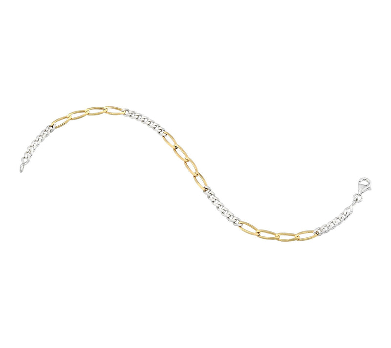Silver Style Two-Tone Curb Link Bracelet, Sterling — View 2