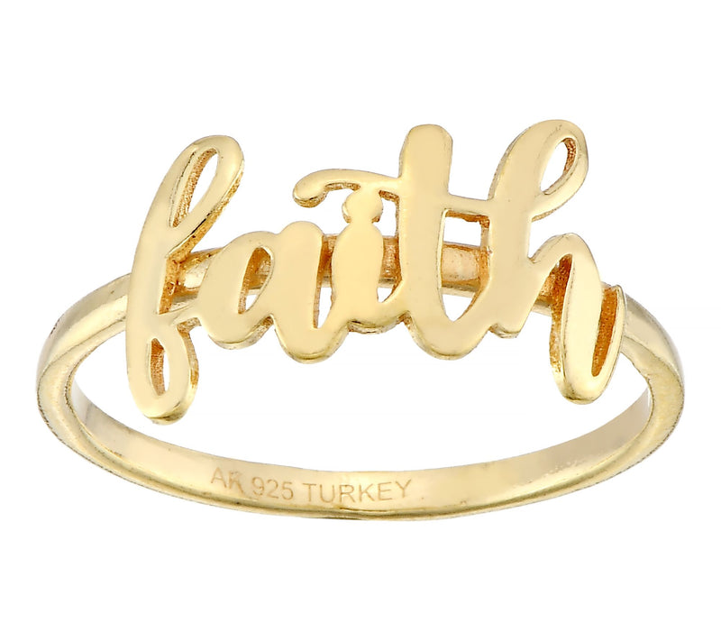 Silver Style Faith Script Ring, Sterling — View 2