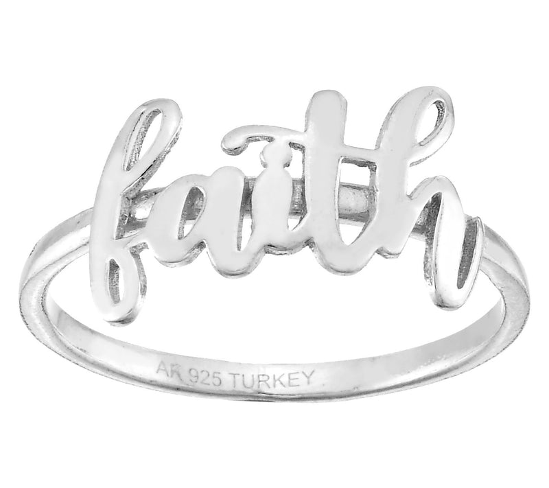 Silver Style Faith Script Ring, Sterling — View 5