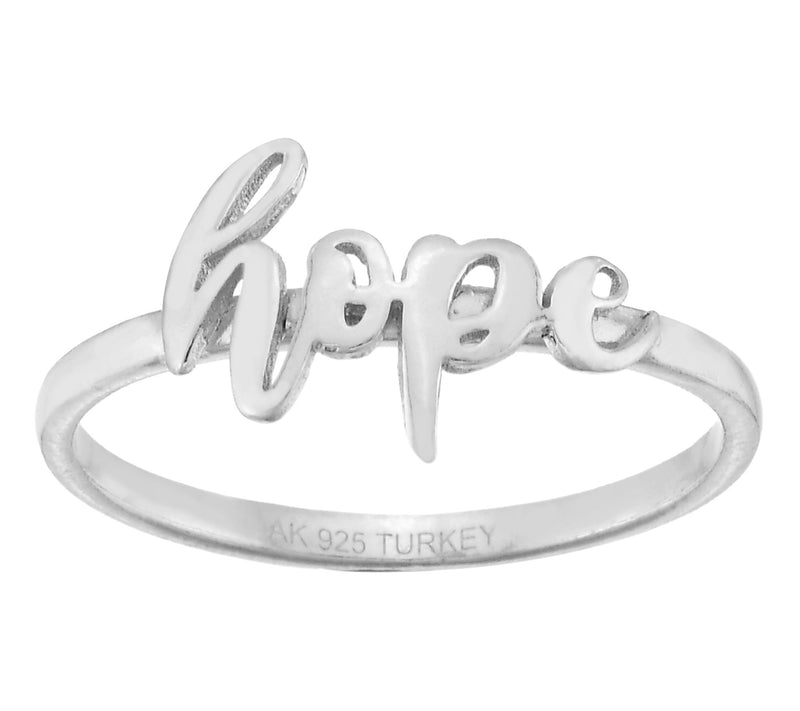 Silver Style Hope Script Ring, Sterling — Main view