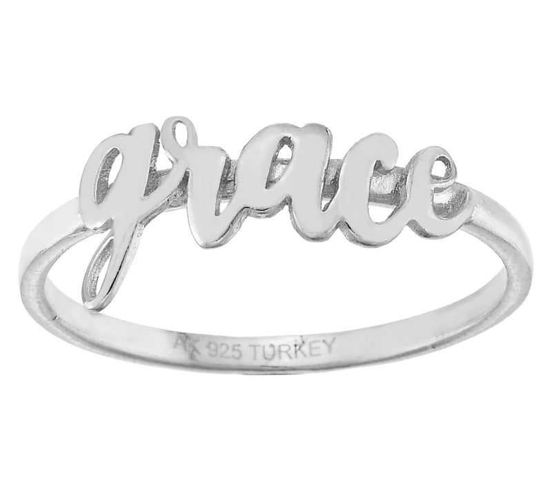 Silver Style Grace Script Ring, Sterling Silver — View 5