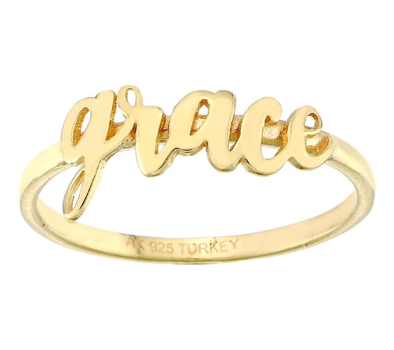 Silver Style Grace Script Ring, Sterling Silver — View 2