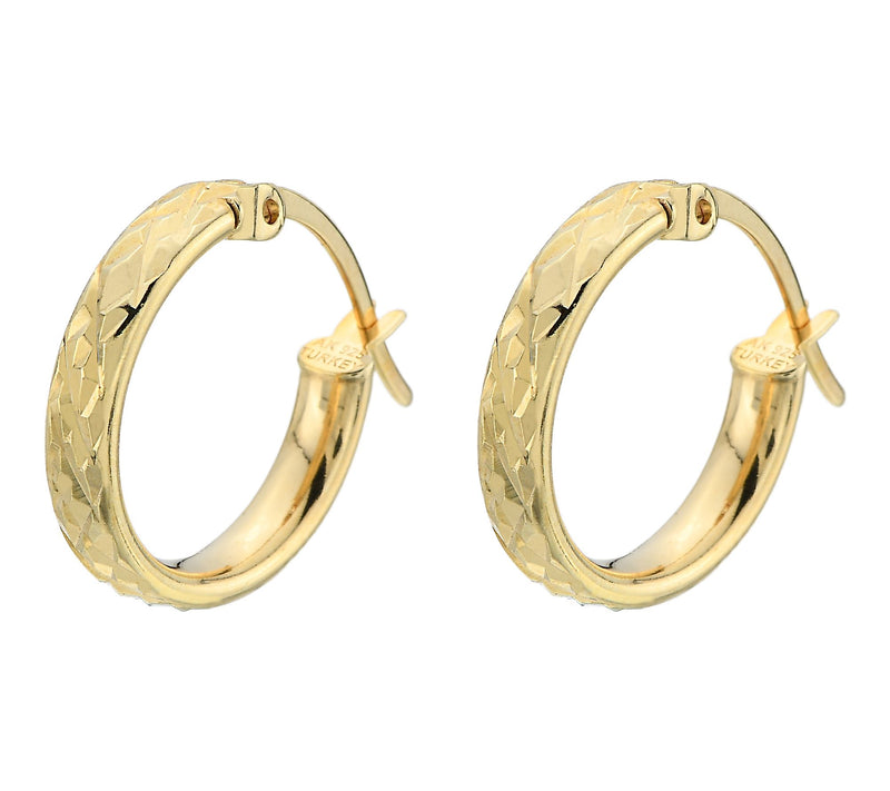 Silver Style 1/2" Star Diamond Cut Hoop Earrings, Sterling — View 2