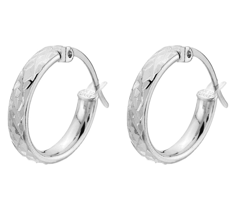 Silver Style 1/2" Star Diamond Cut Hoop Earrings, Sterling — View 5