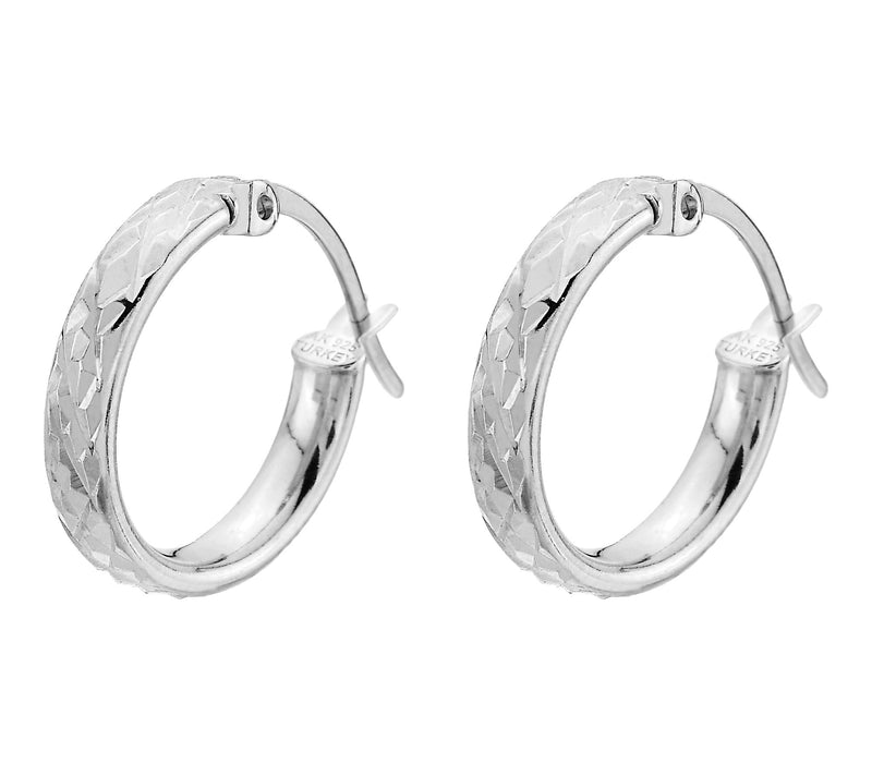 Silver Style 1/2" Star Diamond Cut Hoop Earrings, Sterling — Main view