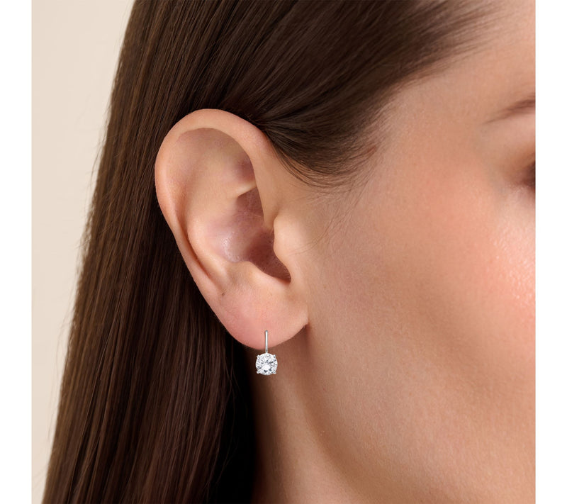 Diamonique 5.15 cttw Leverback Earrings, Sterling Silver — View 2