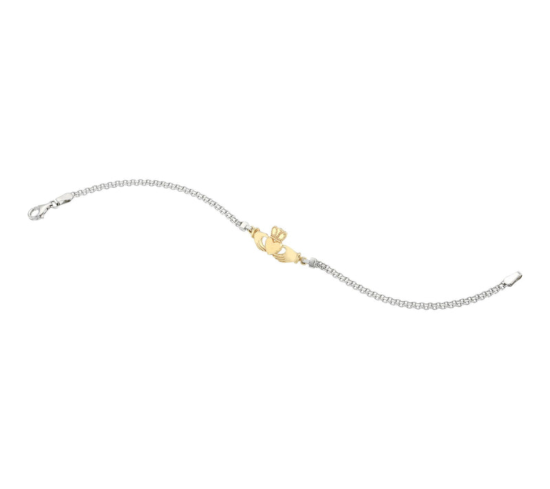 Silver Style Two-Tone Claddagh Bismark Bracelet, Sterling — View 2