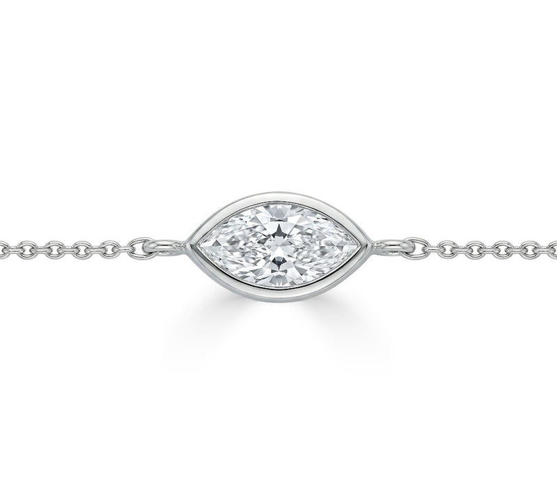 Vida Lab Diamon ds Lab Grown Ma rquise Bracelet , 14K White Gol — View 8