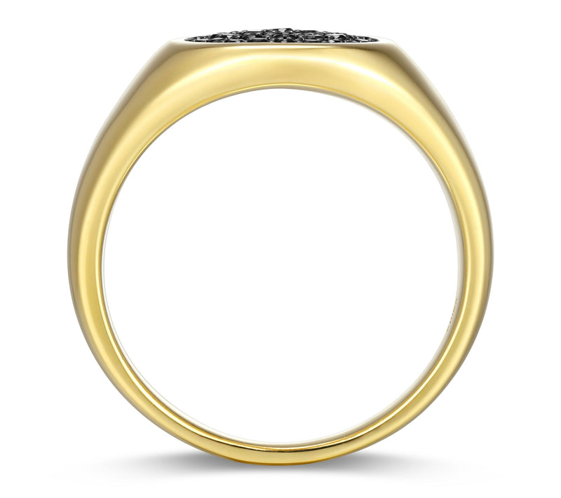 Men's Pave Black Spinel Signet Ring,18K Gold Plated — View 3