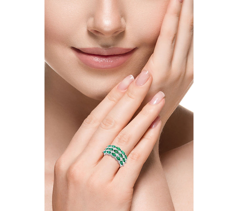 Effy Emerald & Sapphire Triple Band Ring, 14K White Gold — View 4