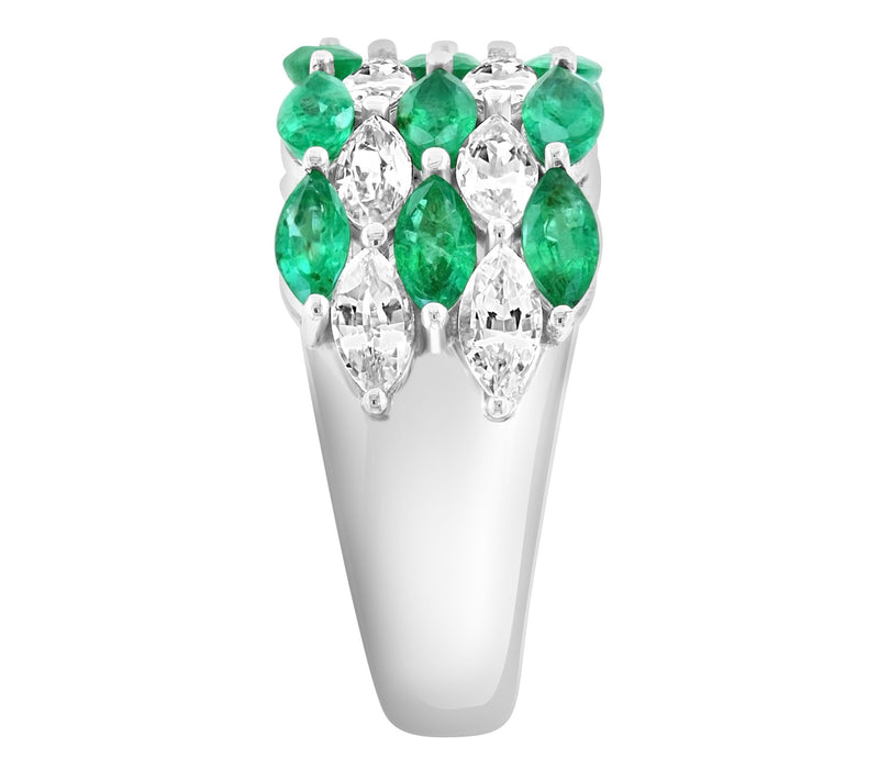 Effy Emerald & Sapphire Triple Band Ring, 14K White Gold — View 3