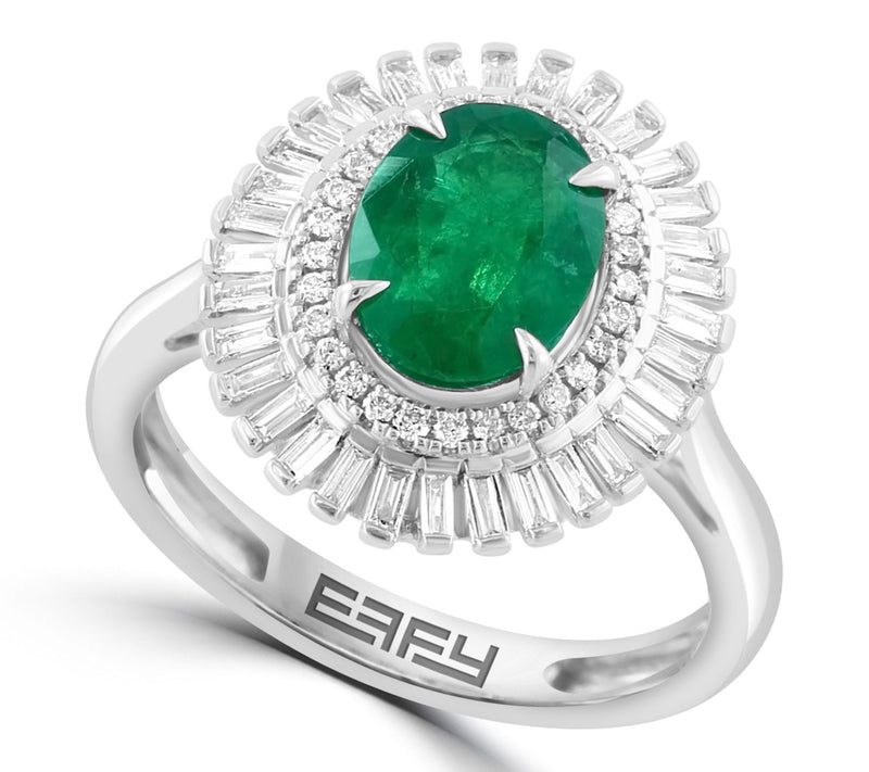 Effy Diamond & Emerald Ring, 14K White Gold — Main view