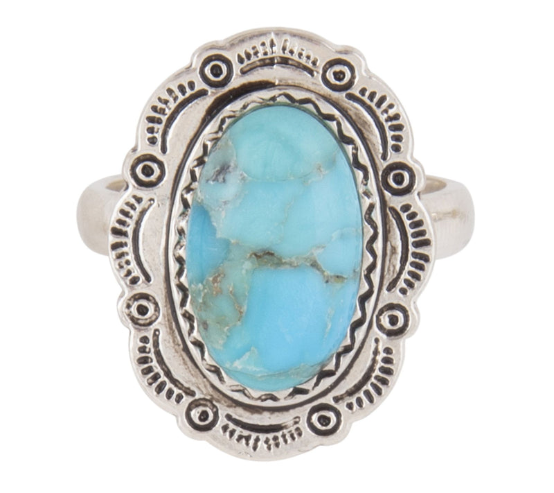 Barse Artisan Crafted Bronco Blue Turquoise Concho Ring — View 6