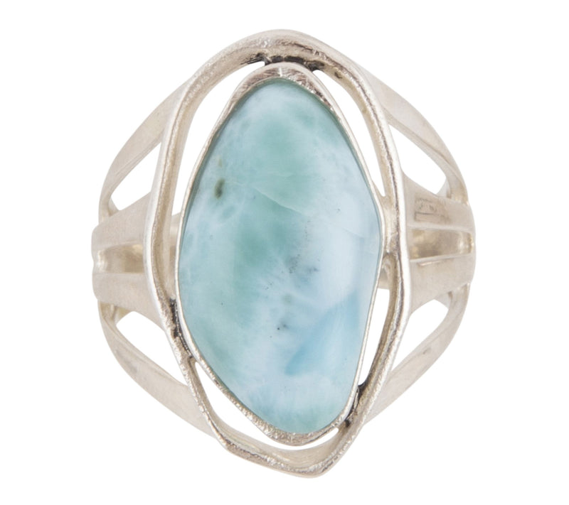 Barse Artisan Crafted Abstract Larimar Statement Ring — Main view