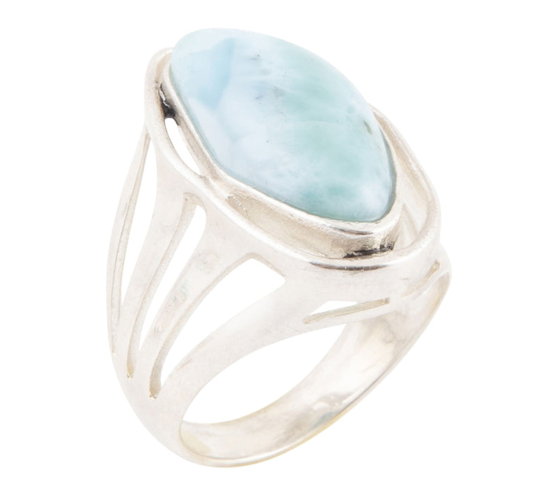 Barse Artisan Crafted Abstract Larimar Statement Ring — View 2