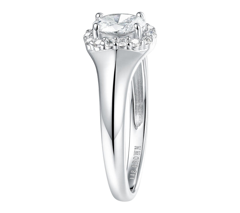 Fire Light 0.50 cttw Lab Grown Diamond Halo Ring, Sterling — View 4