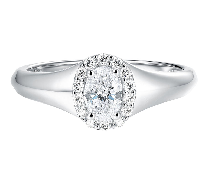 Fire Light 0.50 cttw Lab Grown Diamond Halo Ring, Sterling — View 3