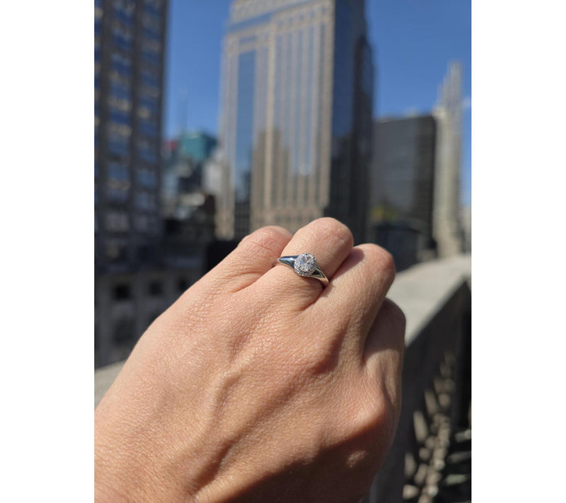 Fire Light 0.50 cttw Lab Grown Diamond Halo Ring, Sterling — View 2