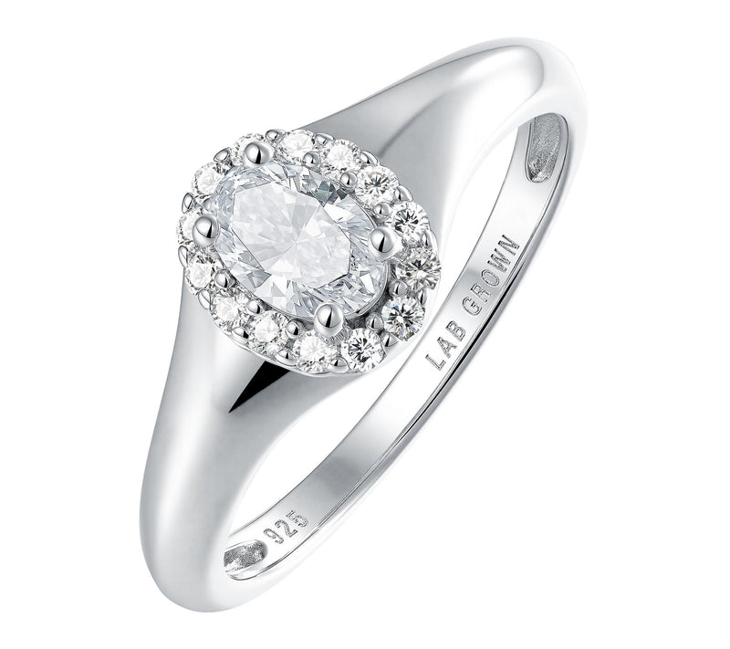 Fire Light 0.50 cttw Lab Grown Diamond Halo Ring, Sterling — Main view