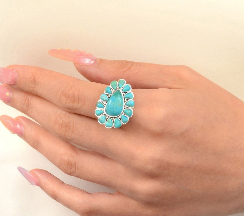 Barse Artisan Crafted Durango Turquoise Cocktail Ring — View 4