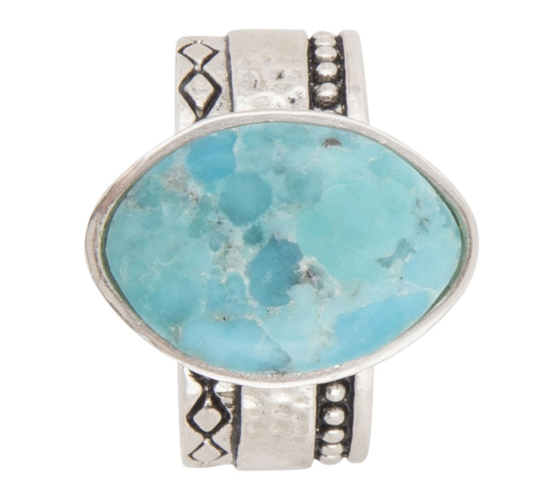 Barse Artisan Crafted Hammered Blue Turquoise Ring — View 6