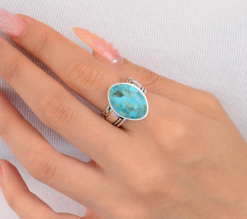 Barse Artisan Crafted Hammered Blue Turquoise Ring — View 4
