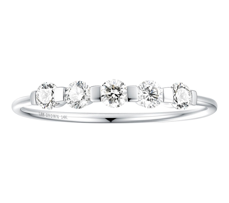 Fire Light Lab Grown Diamond Round 5-Stone Band Ring, 14K Gold — View 3