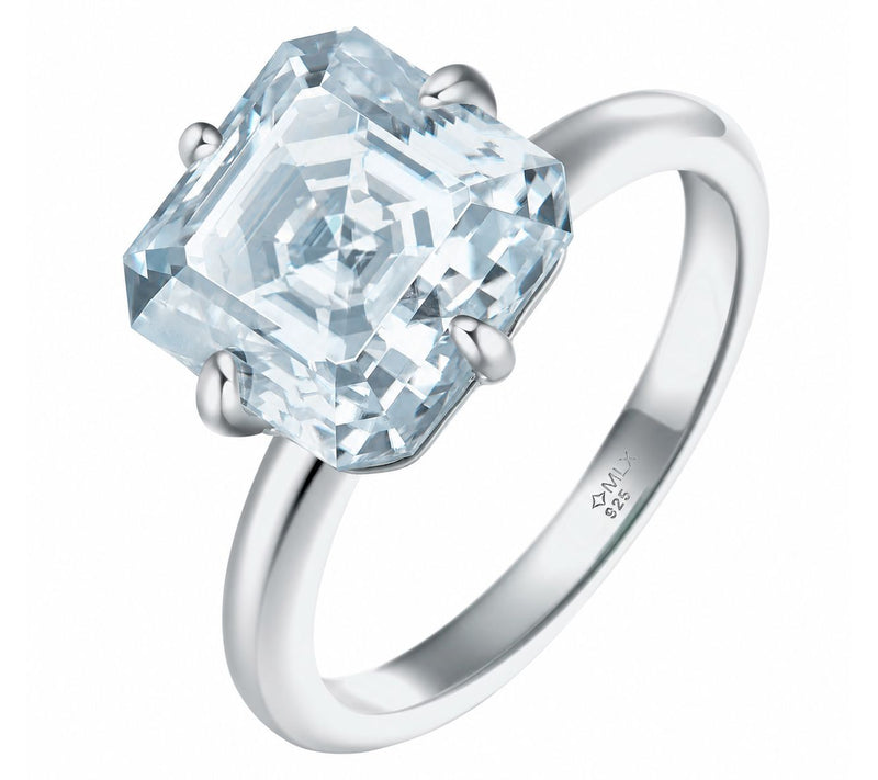 Moissanite Luxe 5.40 cttw Blue Solitaire Ring,Sterling — View 4