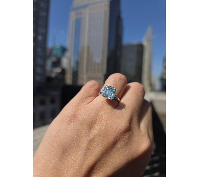 Moissanite Luxe 5.40 cttw Blue Solitaire Ring,Sterling — View 6