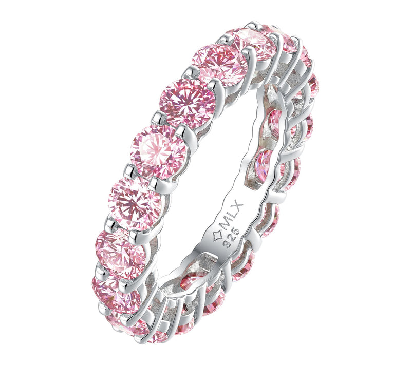 Moissanite Luxe Round Cut Eternity Band Ring, Sterling Silver — View 12